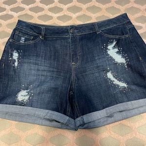Lane Bryant Denim Rhinestone Shorts